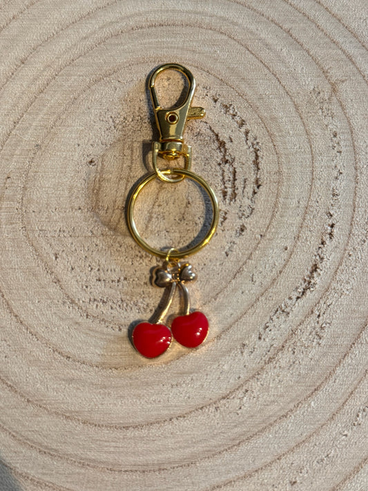 Handmade Cherry Keyring with Swivel Lobster Clasp