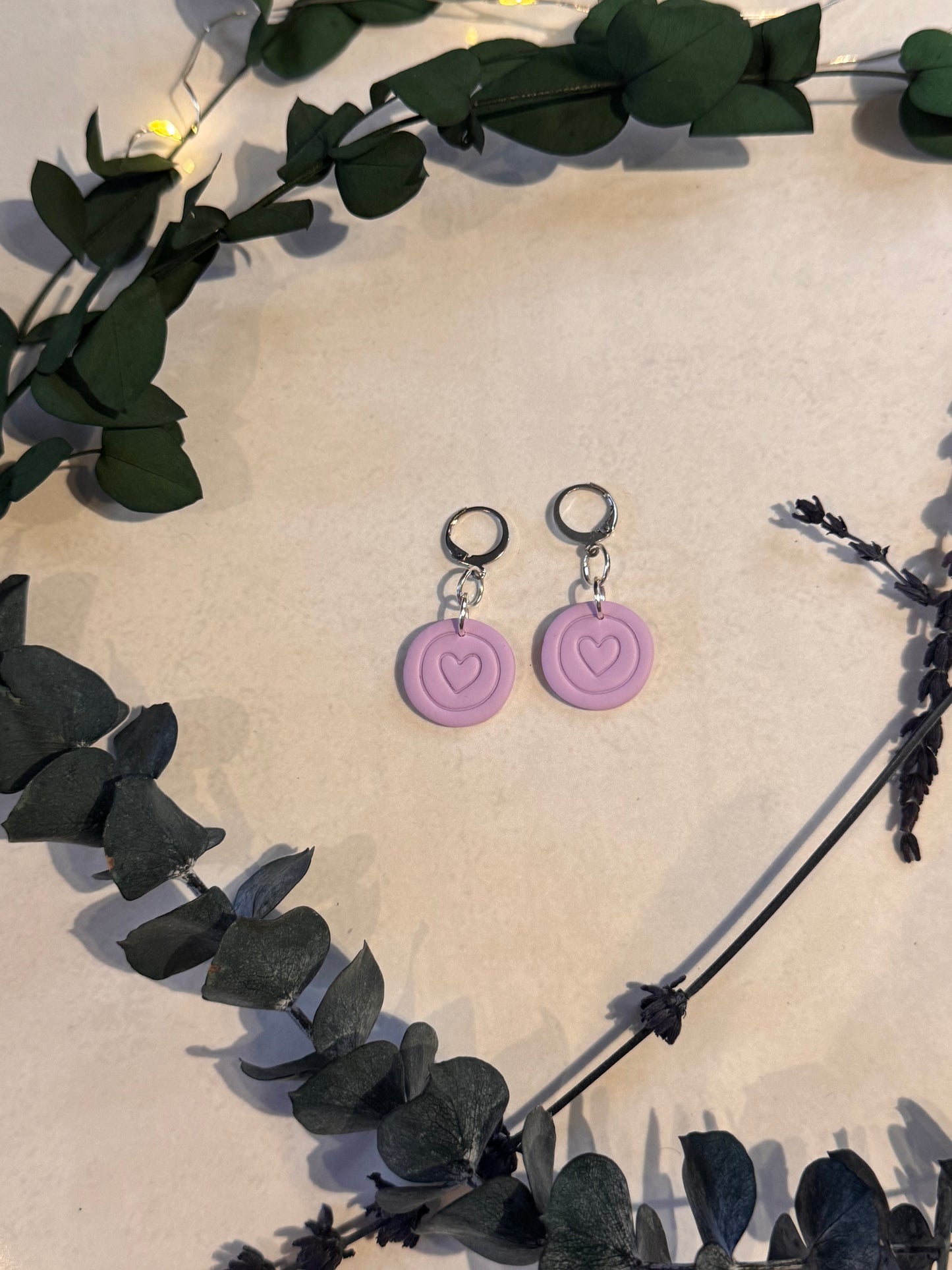 Round Heart Drop Earrings