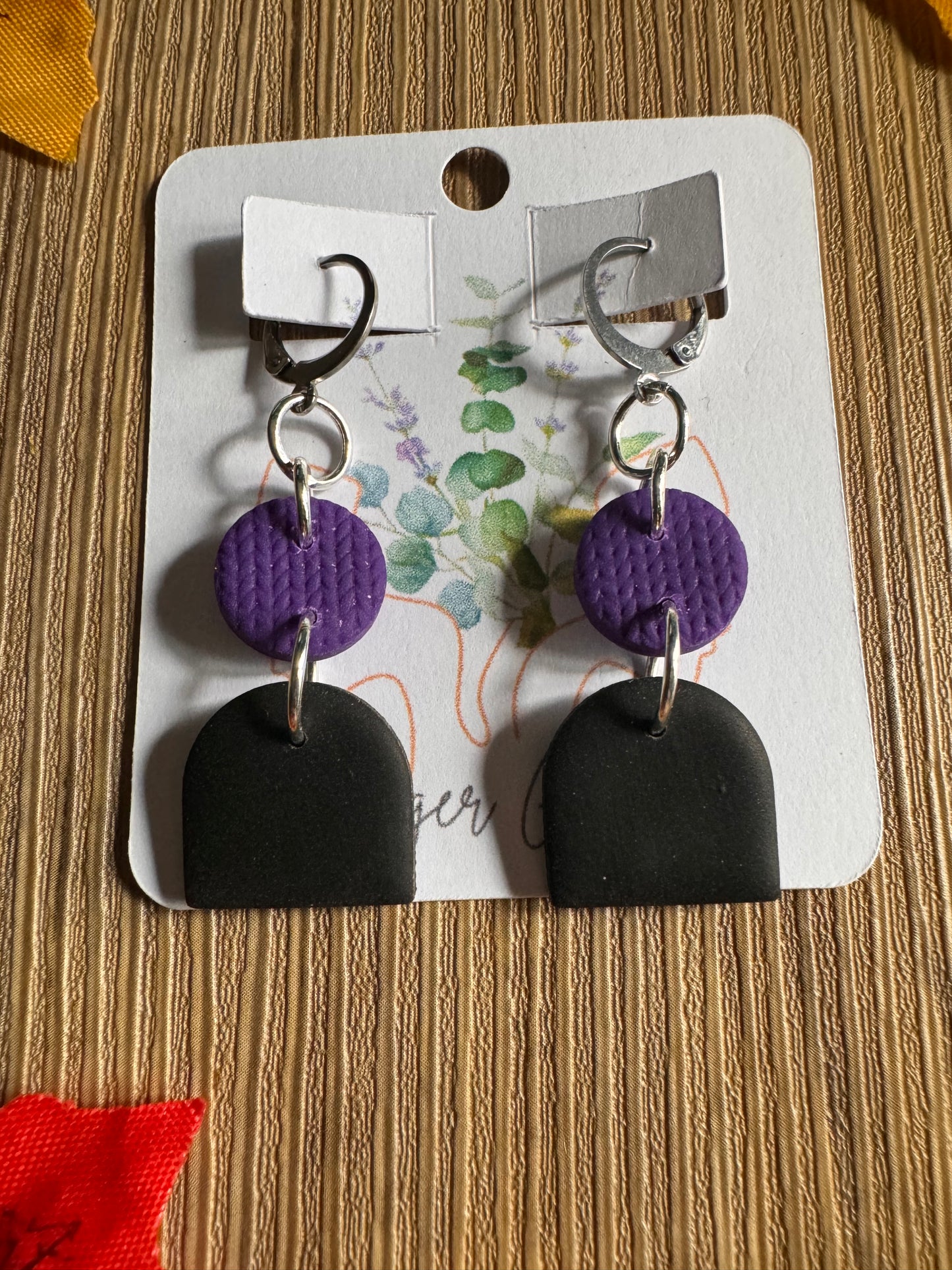 Black/Purple Polymer Clay Earrings