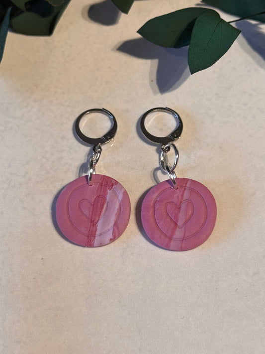 Round Heart Drop Earrings