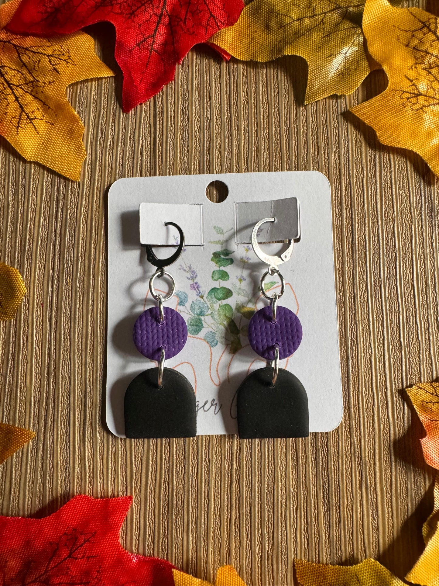 Black/Purple Polymer Clay Earrings