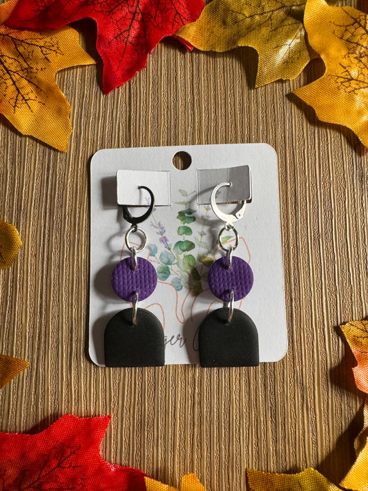 Black/Purple Polymer Clay Earrings