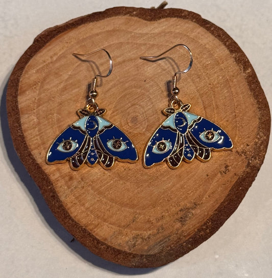 Blue Moth Earrings