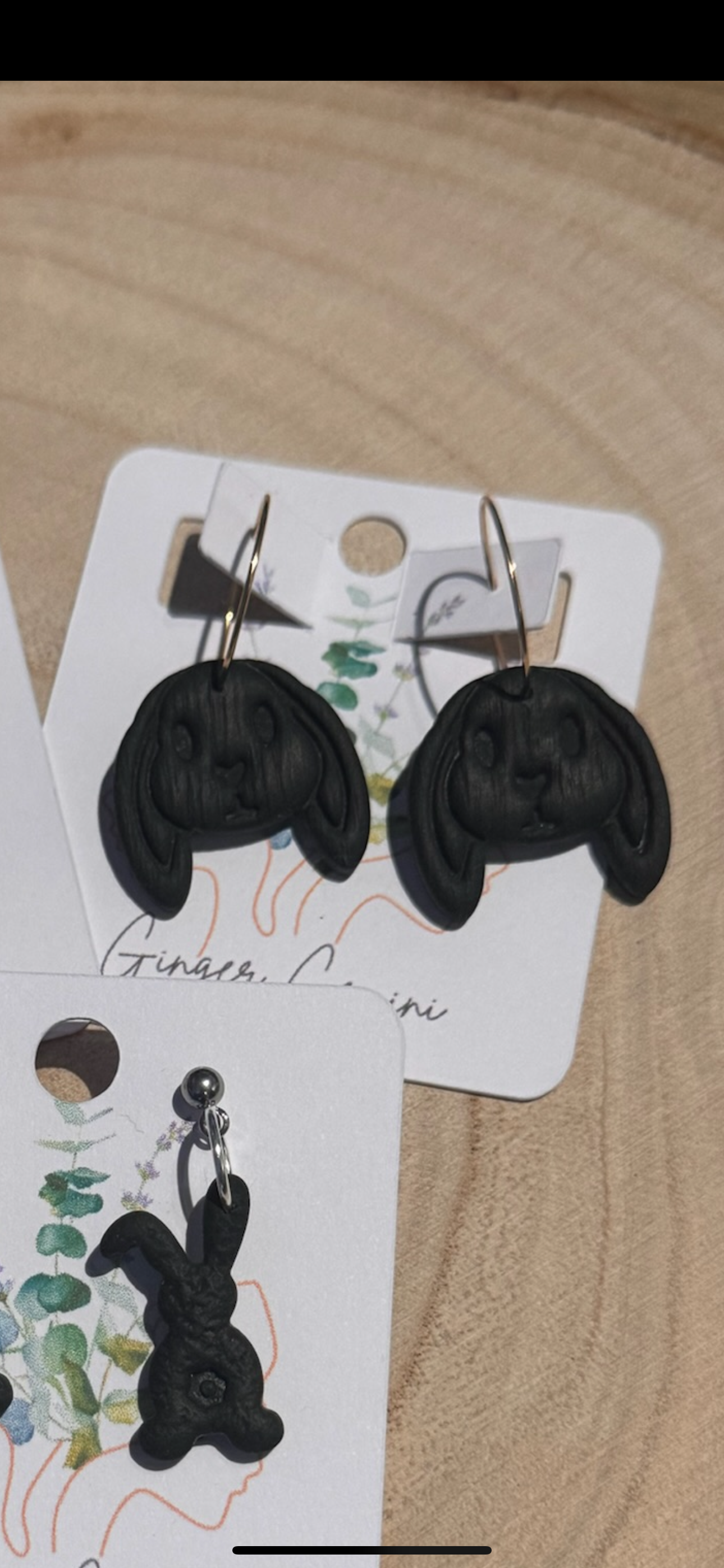 Black Bunny Polymer Clay Earrings