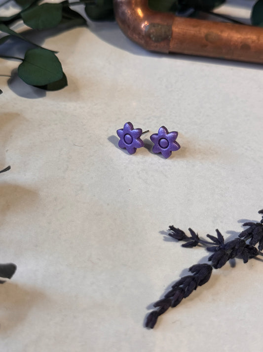 Handmade Purple Floral Stud Earrings